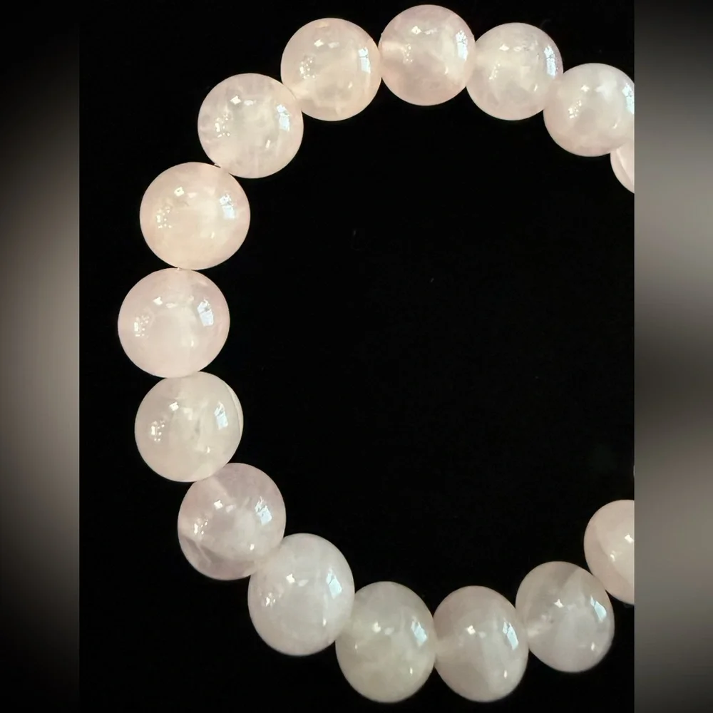 Authentic‎ Madagascar Rose Quartz 10mm Beaded Stretchy Bracelet Bombshell Beads